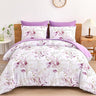 7 Pieces Floral Reversible Bed in a Bag Gold and Blue Leaves Bedding Set