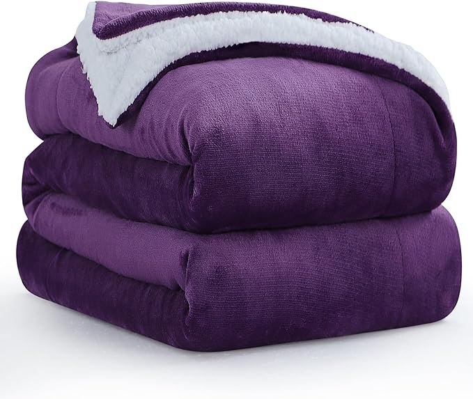 Warm Throw Blanket King - Thick Sherpa Flannel Reversible Blanket