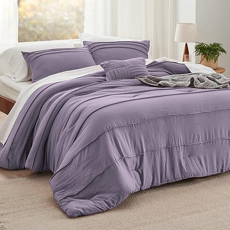 Navy Blue King Size Comforter Set - 4 Pieces Pinch Pleat Bed Set, Down Alternative