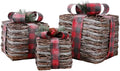 Christmas Set of 3 Pre-lit Gift Present Boxes w/ 60 LED Lights - Indoor/Outdoor Yard/Lawn Use