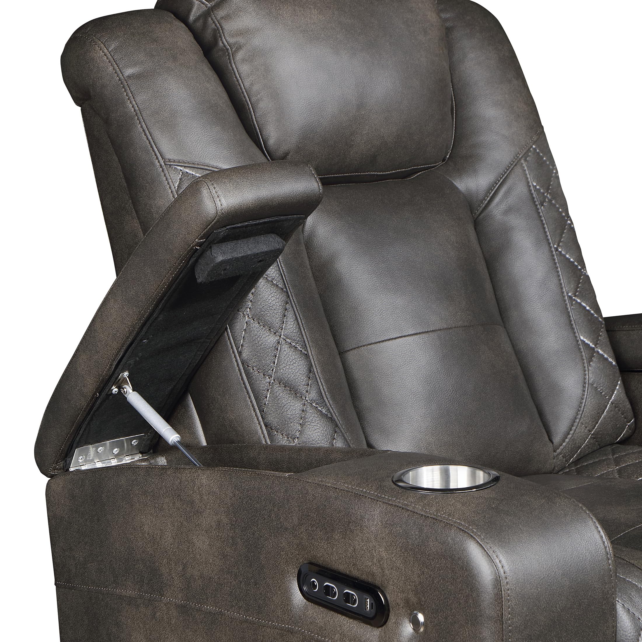 Reclined View of Modern Faux Leather Tech Recliner with LED