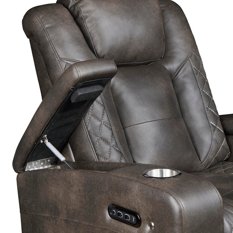 Reclined View of Modern Faux Leather Tech Recliner with LED