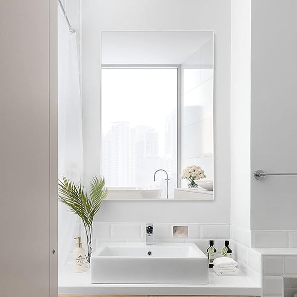20“x30” Bathroom Mirror Rectangular Wall Mirror Metal Frame Hanging Mirrors Horizontal