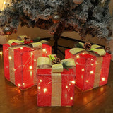 Set of 3 Lighted Gift Boxes Christmas Decorations