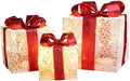 Christmas Set of 3 Pre-lit Gift Present Boxes w/ 60 LED Lights - Indoor/Outdoor Yard/Lawn Use