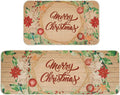 Christmas Kitchen Rug Sets 2 Piece Let It Snow Christmas Plaid Waterproof Non-Slip Kitchen Mats