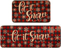 Christmas Kitchen Rug Sets 2 Piece Merry Christmas Flax Waterproof Non-Slip Kitchen Mats