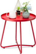 Outdoor Side Tables, Weather Resistant Steel Patio Small Round Outdoor Metal End Table
