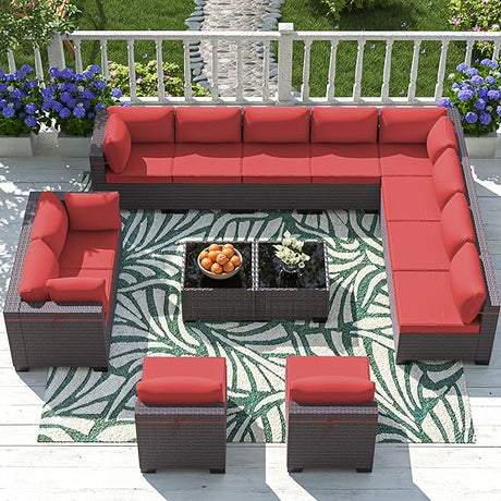 Outdoor Patio Furniture Set, 14 Pieces Sectional Sofa