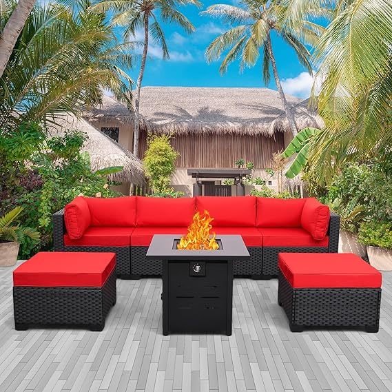 Outdoor PE Wicker Furniture Set Patio Rattan Sectional Conversation Sofa Set