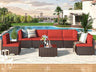 7 Piece Outdoor Patio Furniture Set, Black PE Rattan Wicker Sofa Set