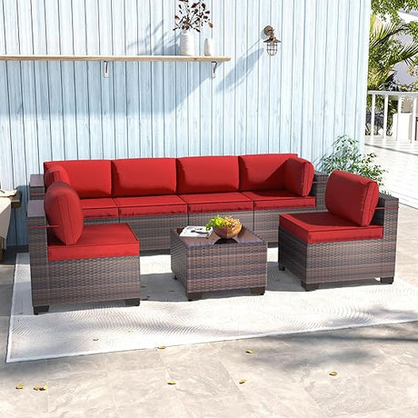 7 Piece Patio Furniture Sets Outdoor Conversation Sofa Set