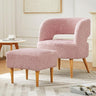 Accent Chair with Ottoman Teddy Fleece Upholstered