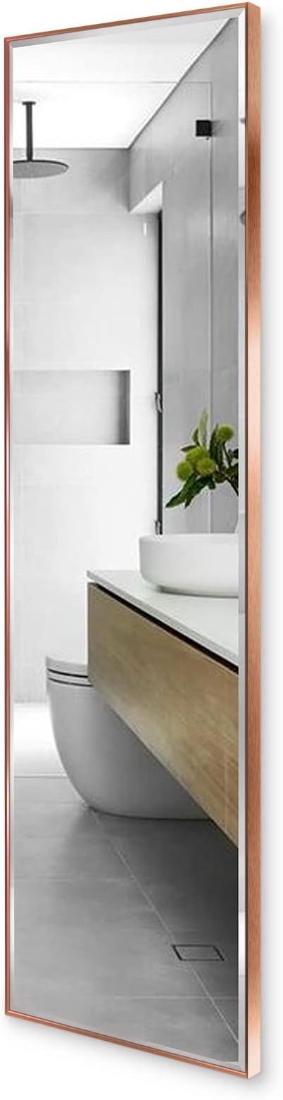 14x48 Inch Full Length Mirror Wall Mounted or Over The Door Hanging