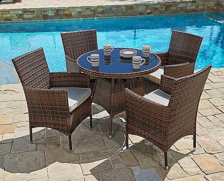 Outdoor Dining Set All-Weather Wicker Patio Dining Table and Chairs