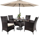 Outdoor Dining Set All-Weather Wicker Patio Dining Table and Chairs