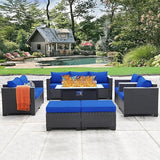 Patio Furniture Set 7 Pieces Couch Outdoor Chairs Coffee Table Peacock Blue Anti-Slip