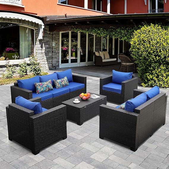 5-Piece Patio Furniture Sofa Set Outdoor Wicker Sectional Couch