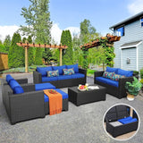 7 Pieces Outdoor Furniture Sectional Patio Couches Set Storage Table