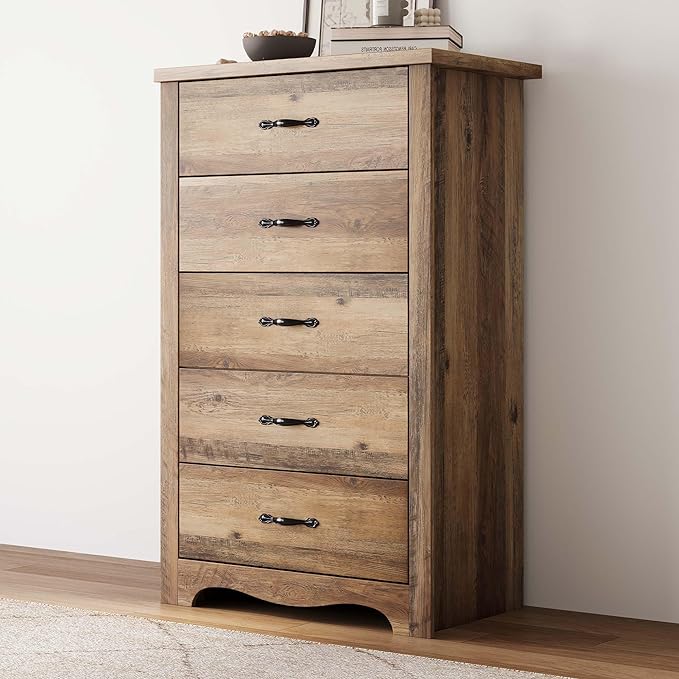 Black Dresser for Bedroom Long Dresser with 6 Drawers