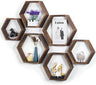 Hexagonal Floating Shelves Wall Mounted Set of 6 Wood Farmhouse Storage Honeycomb