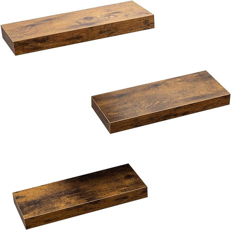 Floating Shelves, Wall Mounted Set of 3 Rustic Wooden Ledge Shelves Decorative