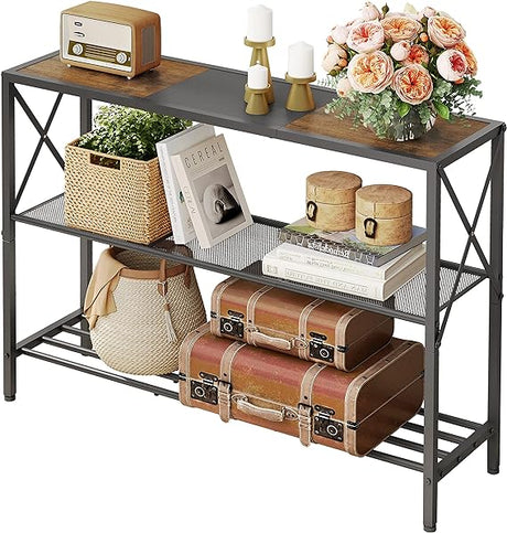 Industrial Console Table, 3 Tier Entryway Table, Hallway Table