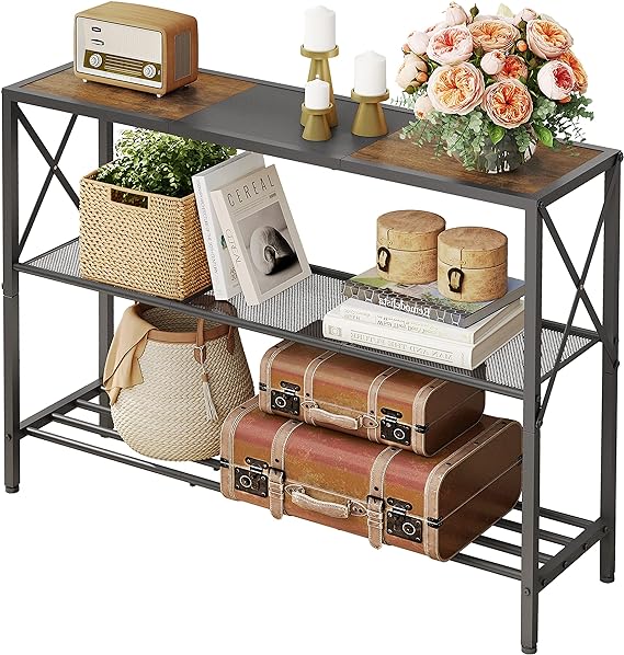Industrial Console Table, 3 Tier Entryway Table, Hallway Table