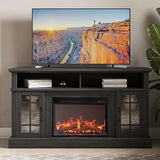 Traditional 58" Rustic TV Stand with 23" Electric Fireplace Heater