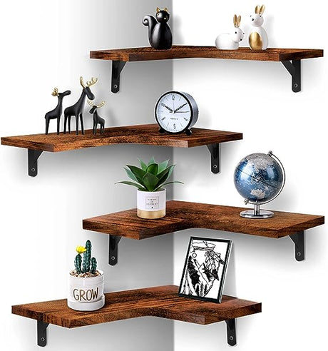 Floating Corner Shelves for Wall Décor Storage