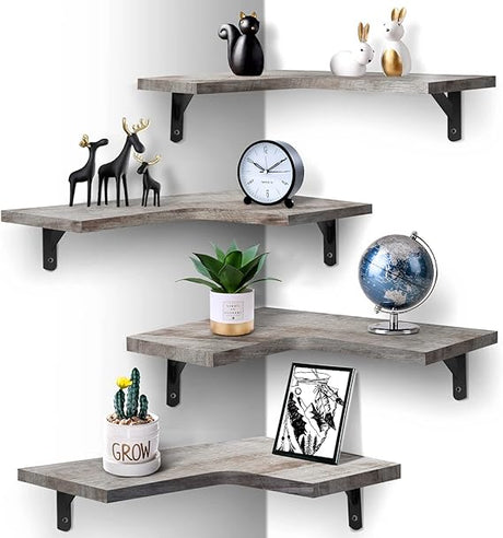 Floating Corner Shelves for Wall Décor Storage