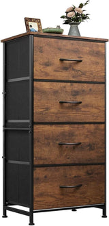 Dresser with 4 Drawers, Fabric Storage Tower, Organizer Unit for Bedroom