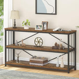 Industrial Console Sofa Table, Wood Metal Foyer Hallway Tables