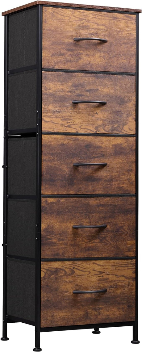 Fabric Dresser, 5-Drawer Tall Dresser for Bedroom, Storage Dresser Organizer