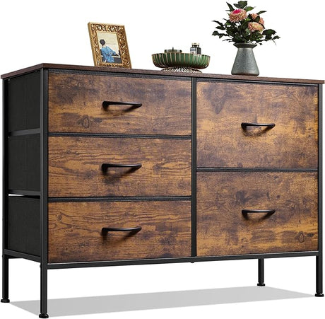 Dresser for Bedroom with 5 Drawers, Wide Bedroom Dresser with Drawer Organizers