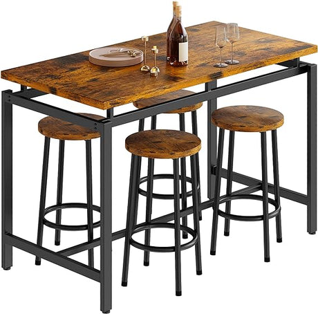 Kitchen Table and Chairs for 4, Industrial Counter Height Pub Dining