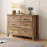 Black Dresser for Bedroom Long Dresser with 6 Drawers