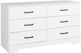 Gray Double Dresser for Bedroom 6 Drawer Wide Chest