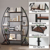 Rustic Wood & Metal Frame Bookshelf Open Storage for Books & Décor