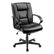 Ruzzi Mid-Back Vinyl Chair in black with ergonomic support, sleek design, and durable frame,ideal for office or home workspaces.
