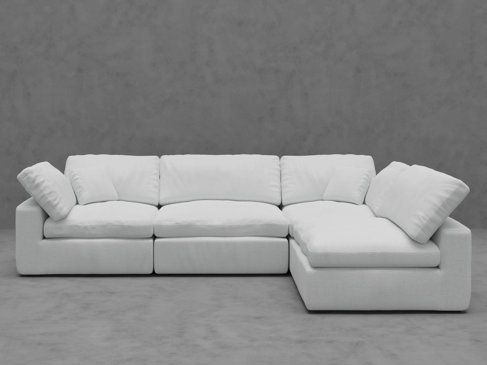 4-Piece Modular Sectional with Armless Chaise - Premium Down-Blend Comfort