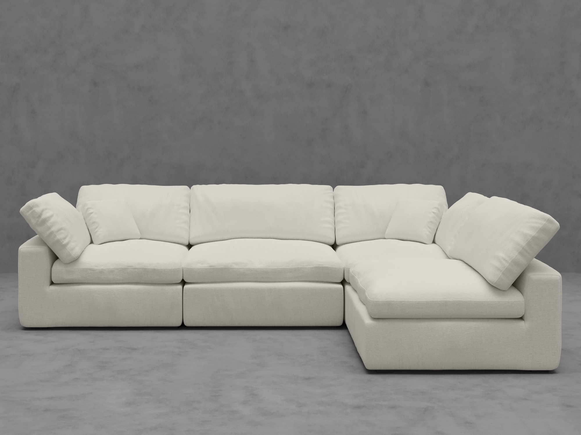 4-Piece Modular Sectional with Armless Chaise - Premium Down-Blend Comfort