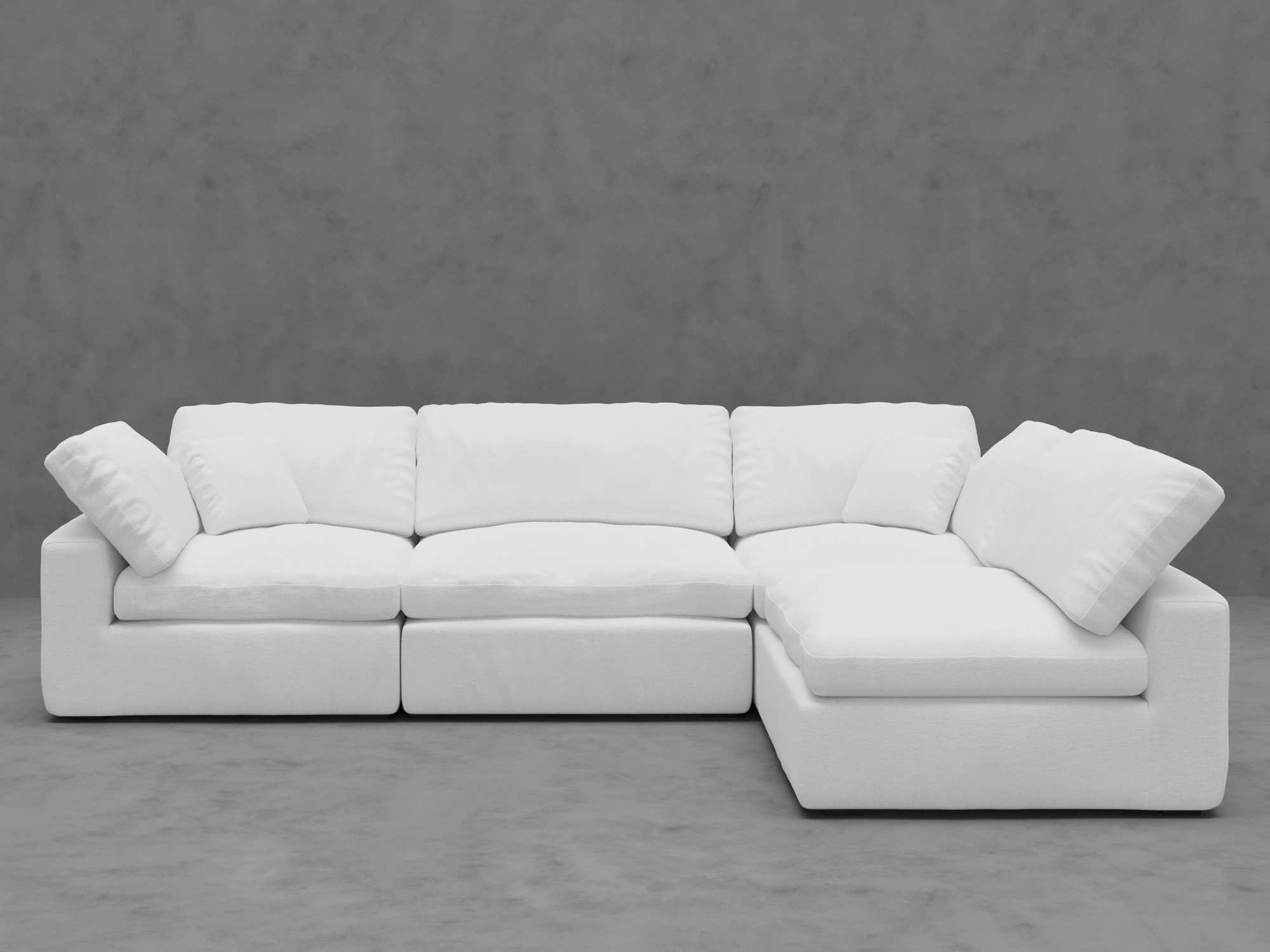 4-Piece Modular Sectional with Armless Chaise - Premium Down-Blend Comfort