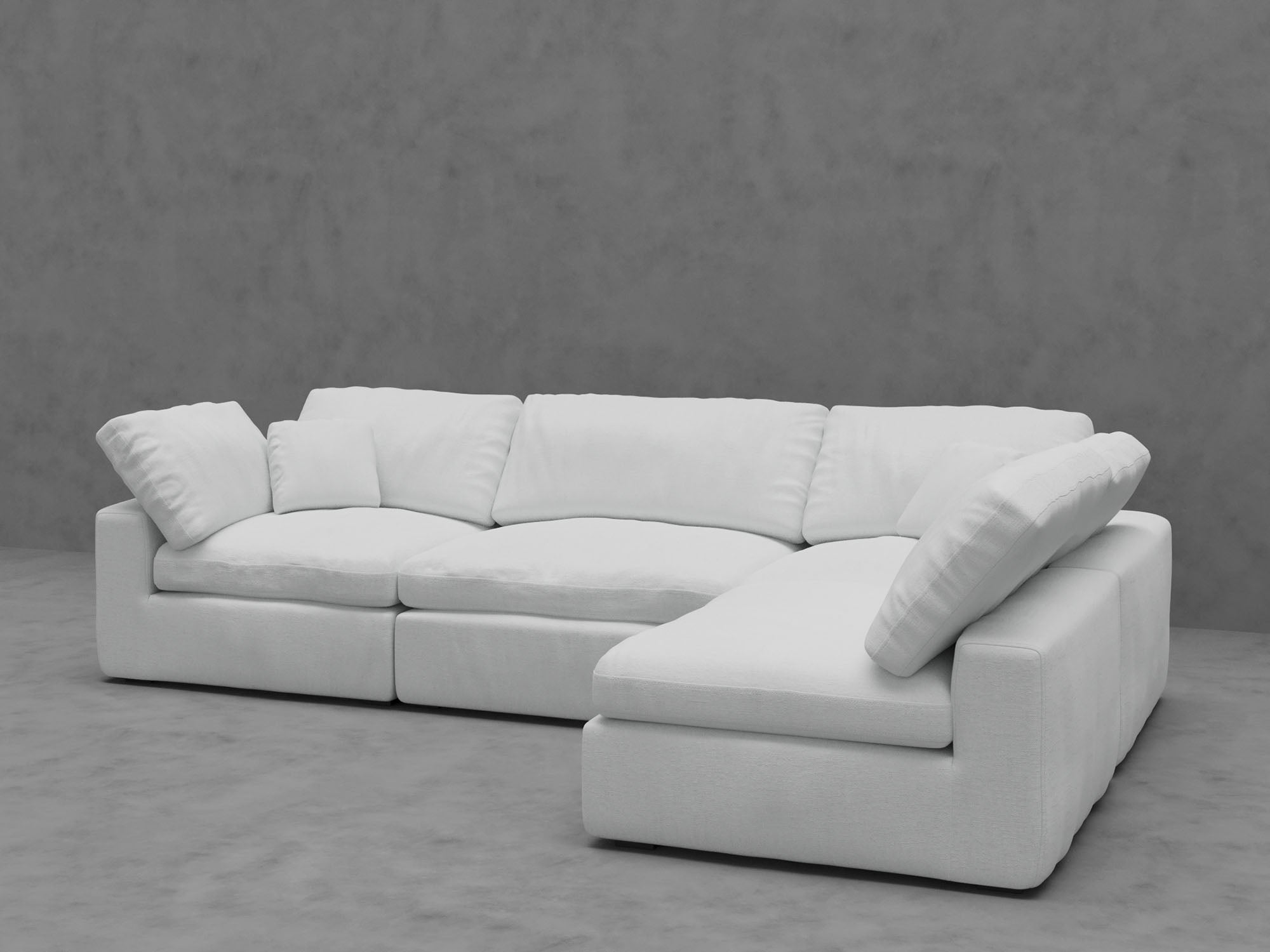 4-Piece Modular Sectional with Armless Chaise - Premium Down-Blend Comfort