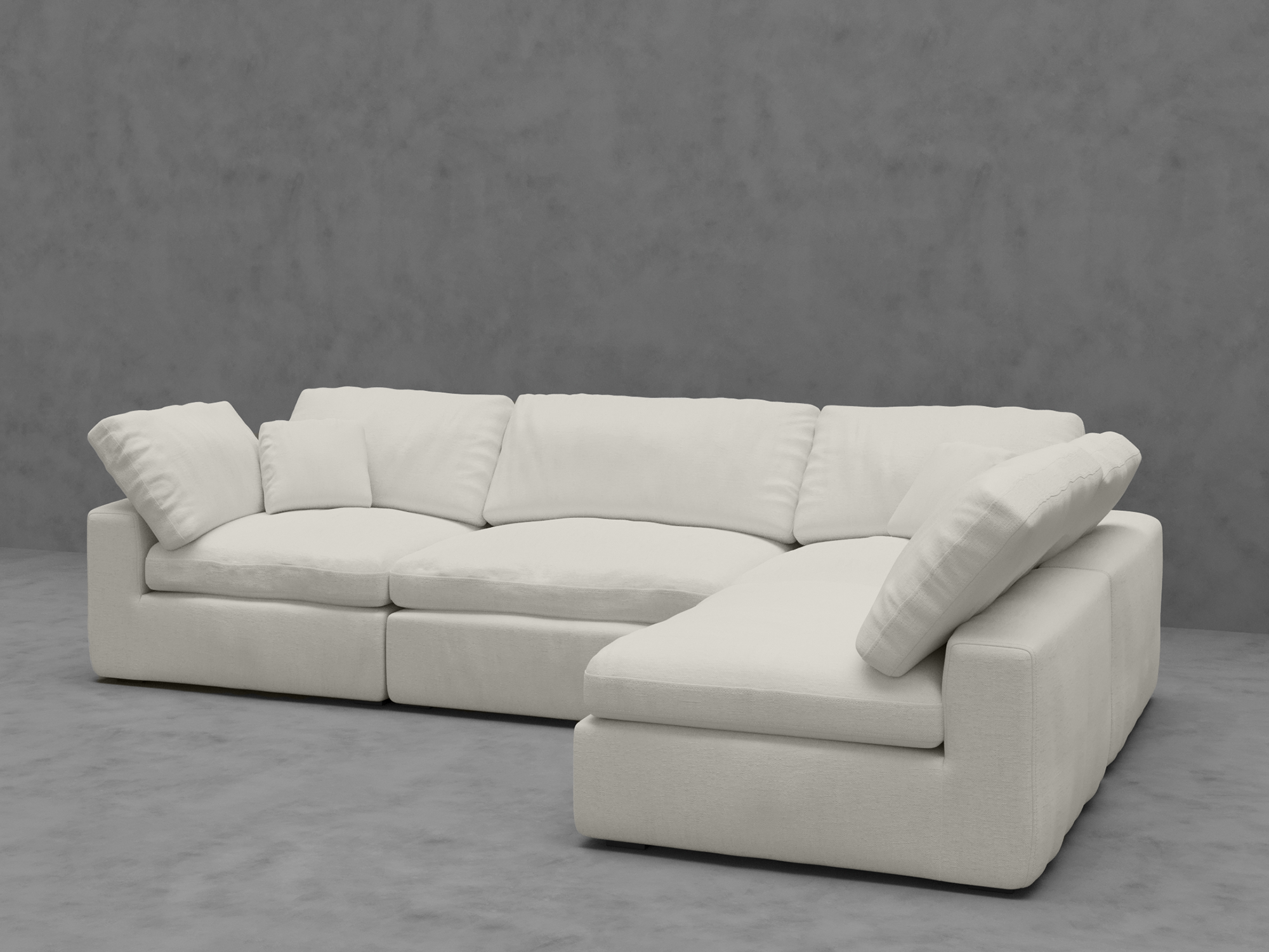 4-Piece Modular Sectional with Armless Chaise - Premium Down-Blend Comfort