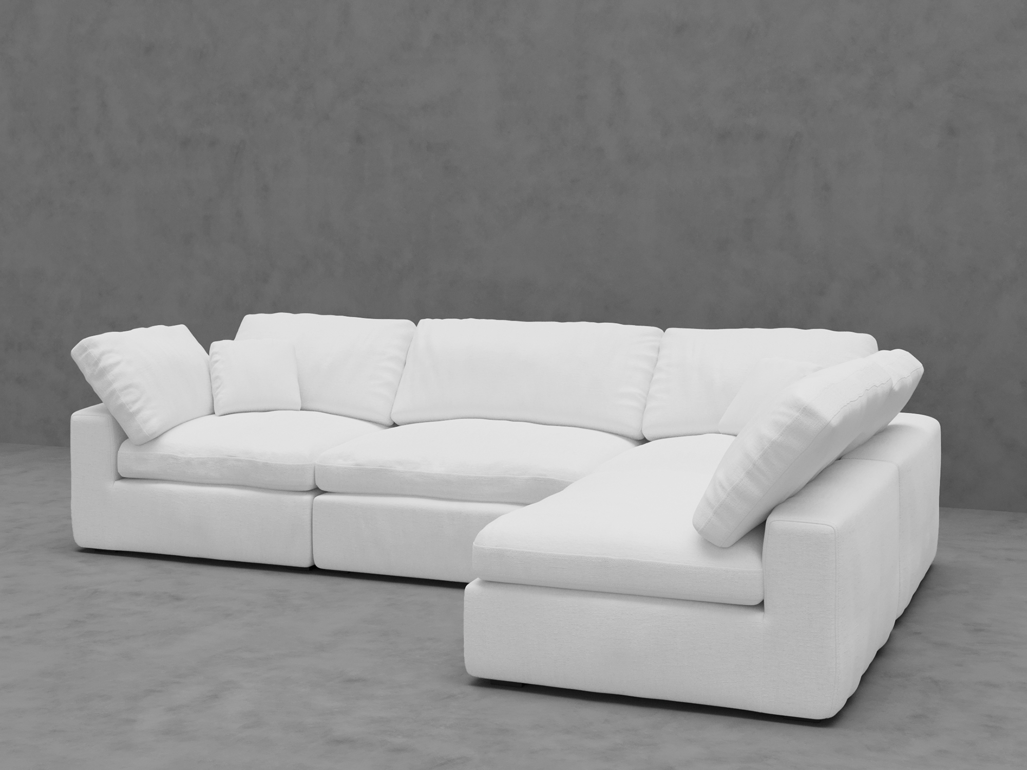 4-Piece Modular Sectional with Armless Chaise - Premium Down-Blend Comfort