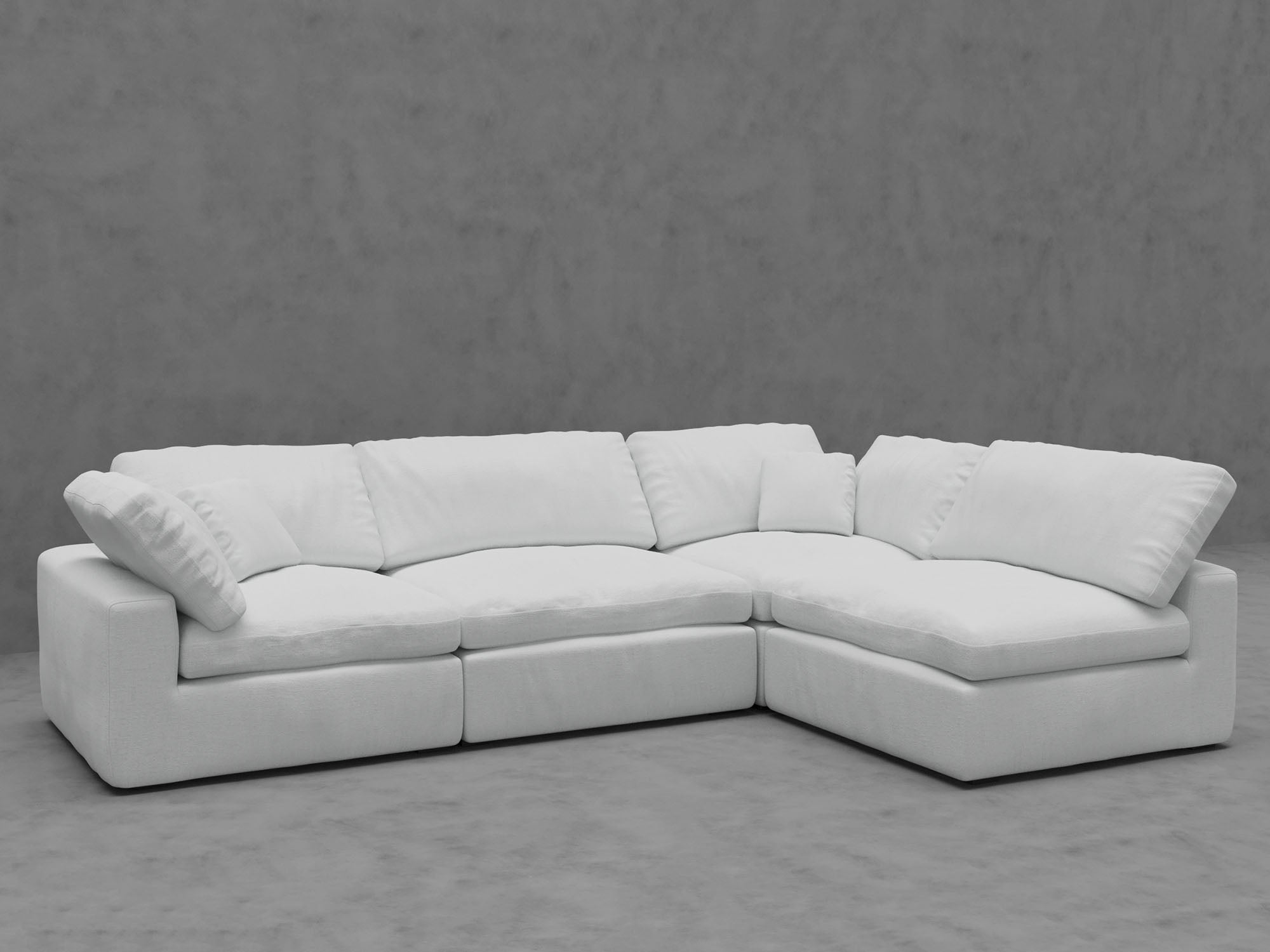 4-Piece Modular Sectional with Armless Chaise - Premium Down-Blend Comfort