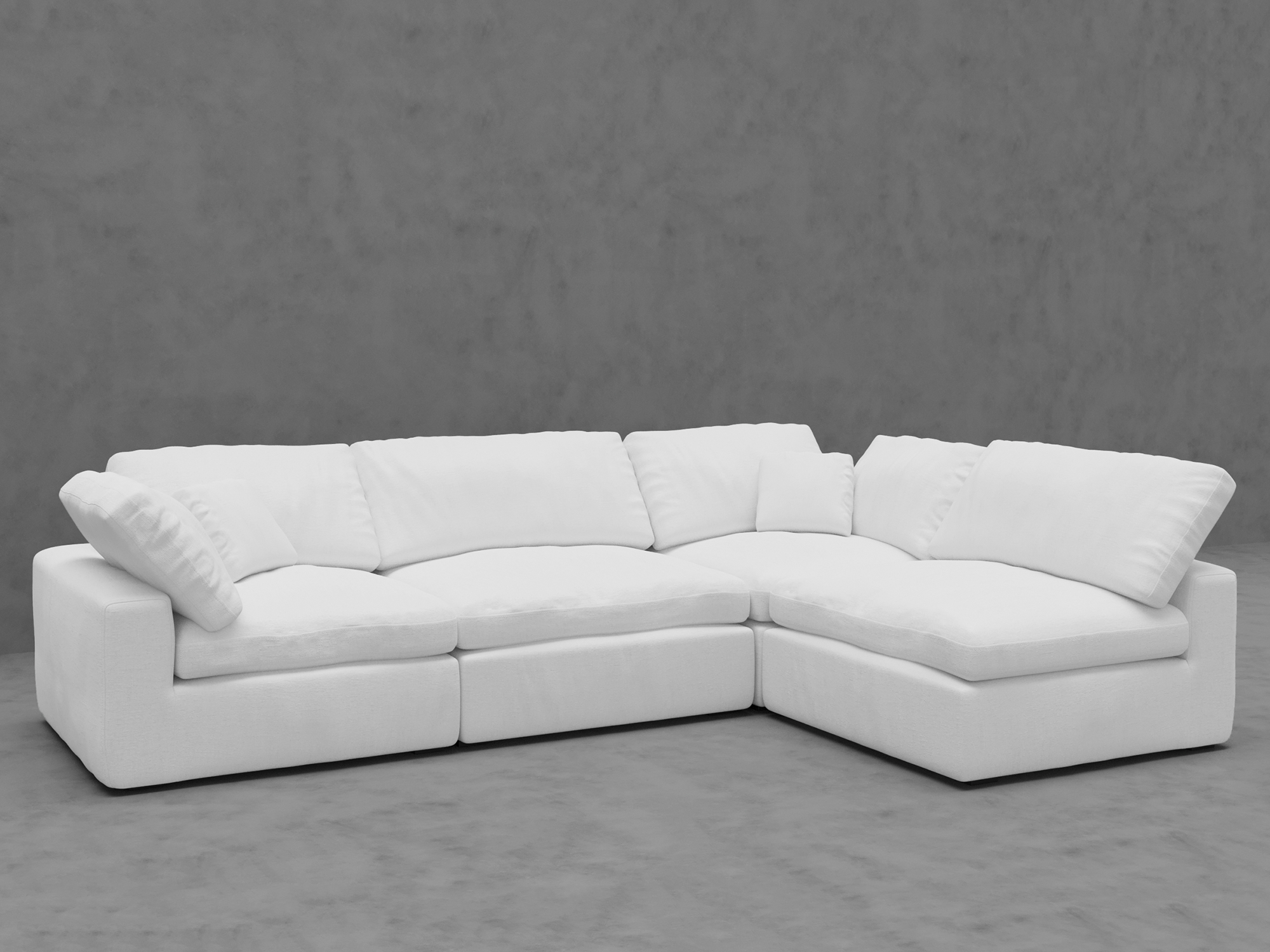 4-Piece Modular Sectional with Armless Chaise - Premium Down-Blend Comfort
