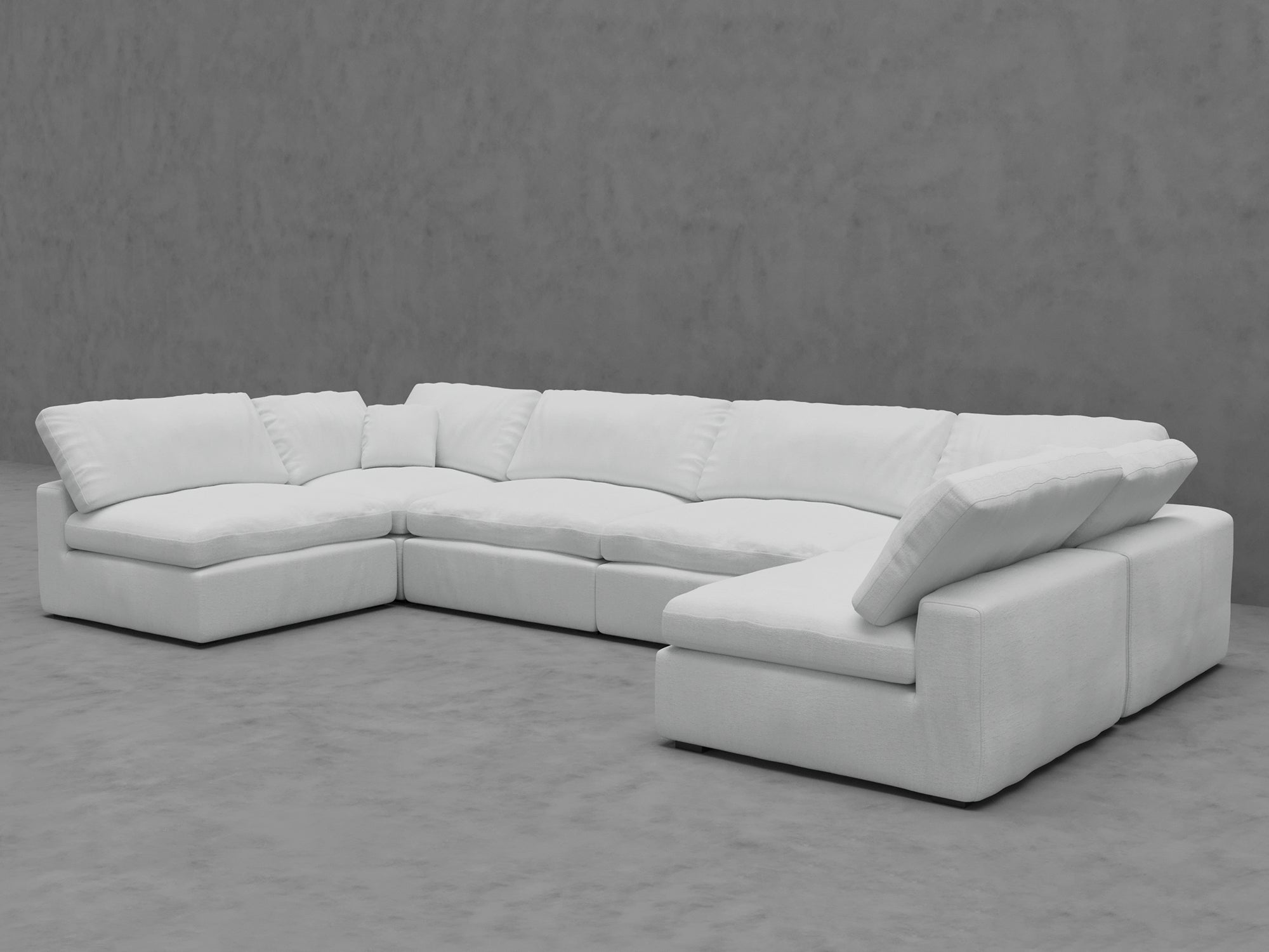6-Piece Modular Sectional Sofa - U-Shape Configuration with Down-Blend Cushions