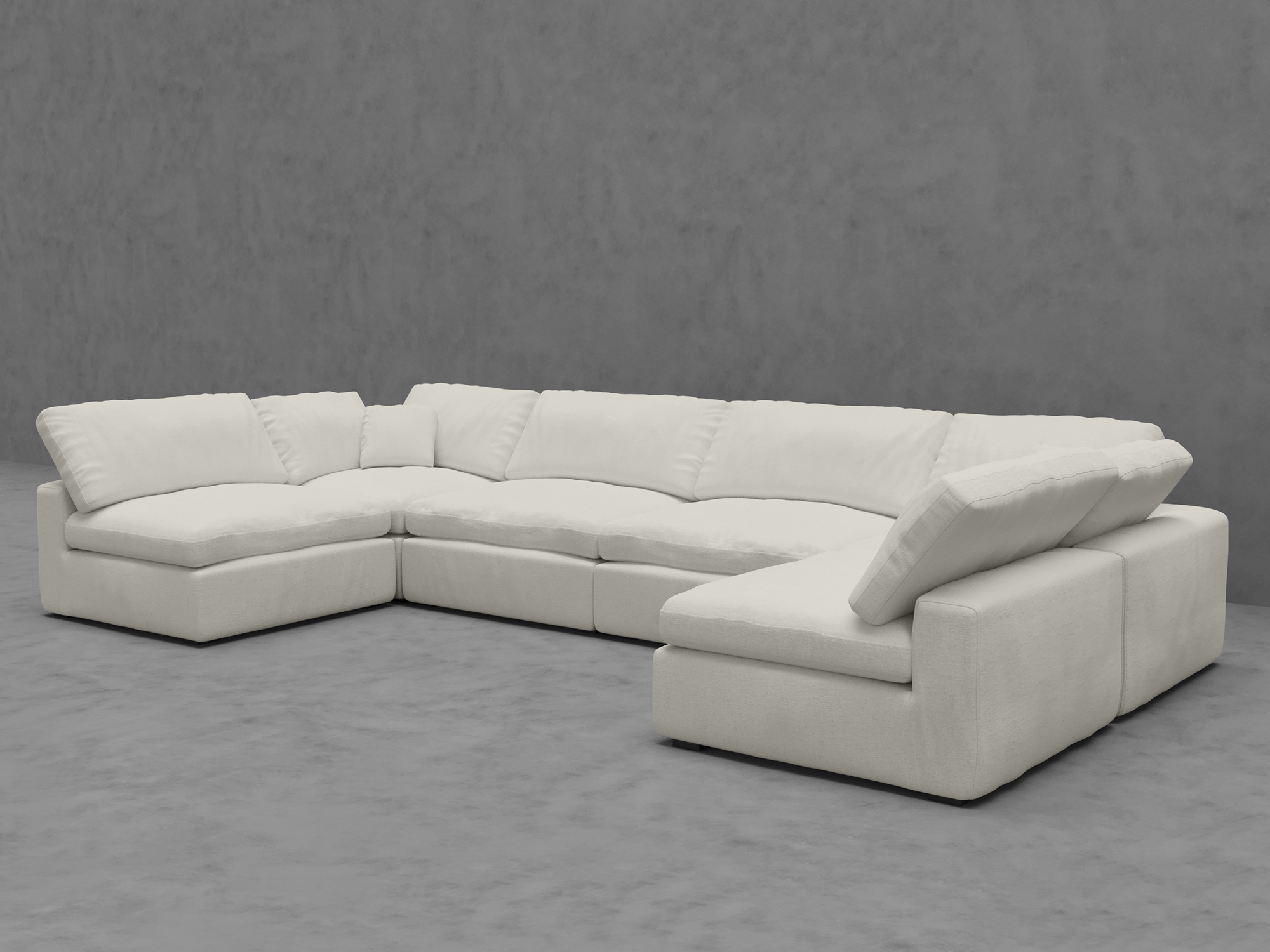 6-Piece Modular Sectional Sofa - U-Shape Configuration with Down-Blend Cushions